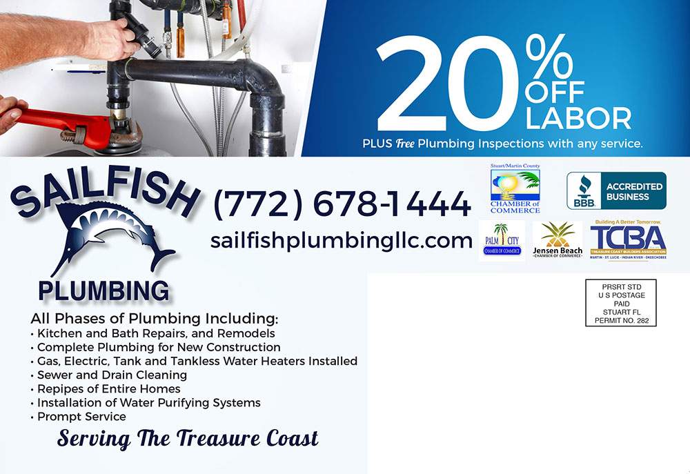 Sailfish Plumbing Postcard - Back